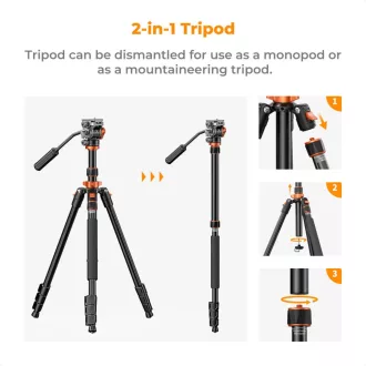   K&F Concept K234A7 állvány + FH-03 fluid videó állványfej