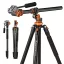 K&F Concept T254A7 + FH-03 videó állvány + monopod, elforgatható középoszloppal, fekete-narancssárga
