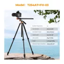 K&F Concept T254A7 + FH-03 videó állvány + monopod, elforgatható középoszloppal, fekete-narancssárga