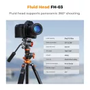 K&F Concept T254A7 + FH-03 videó állvány + monopod, elforgatható középoszloppal, fekete-narancssárga