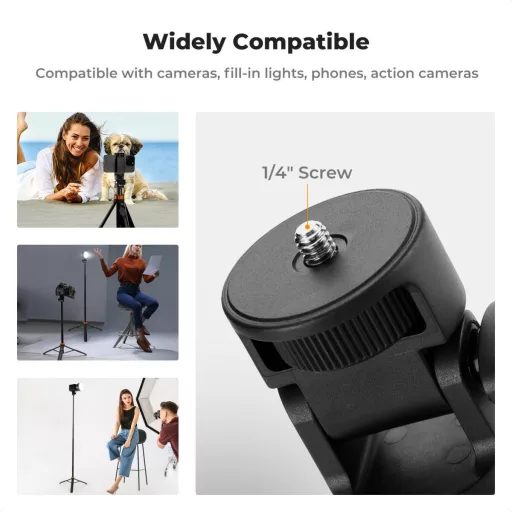 K&F Concept MS-24 állvány, 175cm, selfie bot, GoPro adapter, telefon adapter, bluetooth kioldó