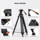 K&F Concept VA3 videó állvány, BV60 fluid video fej, 191cm magasság, 10kg teherbírás