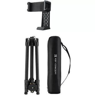   K&F Concept K234A0 állvány BH-28L gömbfej, 163cm magasság, 8kg teherbírás, telefontartóval