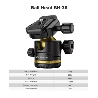   K&F Concept K234A0 állvány BH-28L gömbfej, 163cm magasság, 8kg teherbírás, telefontartóval