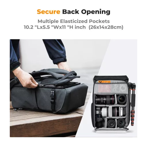 K&F Concept Beta Backpack Urban Wander 20L, fotós hátizsák, sötétszürke