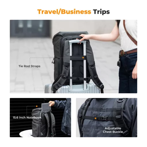 K&F Concept Beta Backpack Urban Wander 20L, fotós hátizsák, sötétszürke