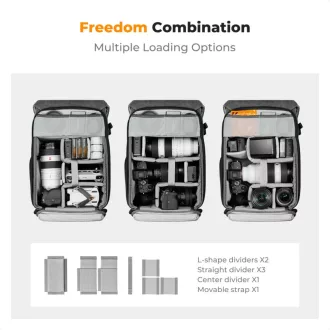  K&F Concept Beta Backpack Urban Wander 20L, fotós hátizsák, szürke barna