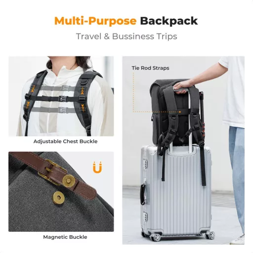K&F Concept Beta Backpack Urban Wander 20L, fotós hátizsák, szürke barna
