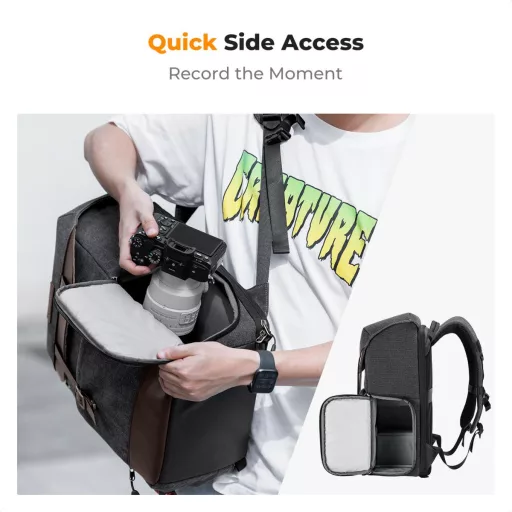 K&F Concept Beta Backpack Urban Wander 20L, fotós hátizsák, szürke barna