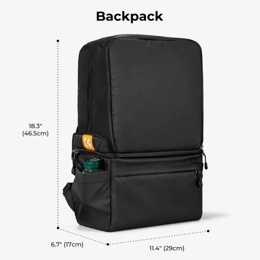 K&F Concept Collapsible Backpack 22L, fotós hátizsák, oldaltáskáva csukható, fekete