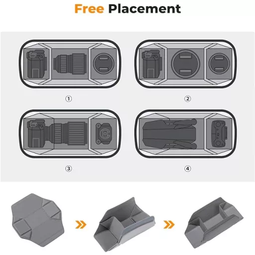 K&F Concept Alpha Sling 10L, fotós oldaltáska, fekete szürke, terepminta, camouflage