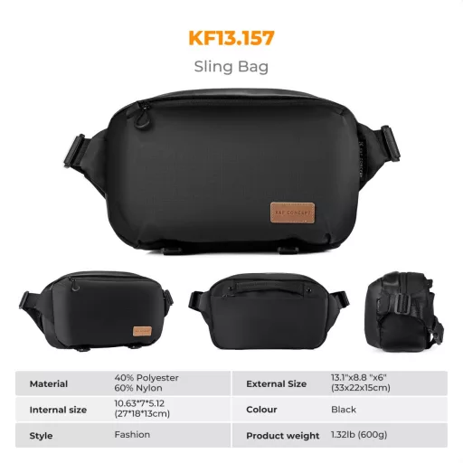 K&F Concept Alpha Sling 10L, fotós oldaltáska, fekete barna