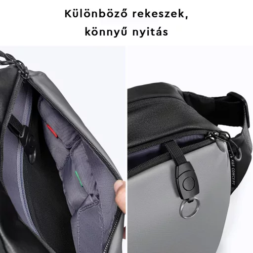 K&F Concept Alpha Sling 10L, fotós oldaltáska, fekete szürke