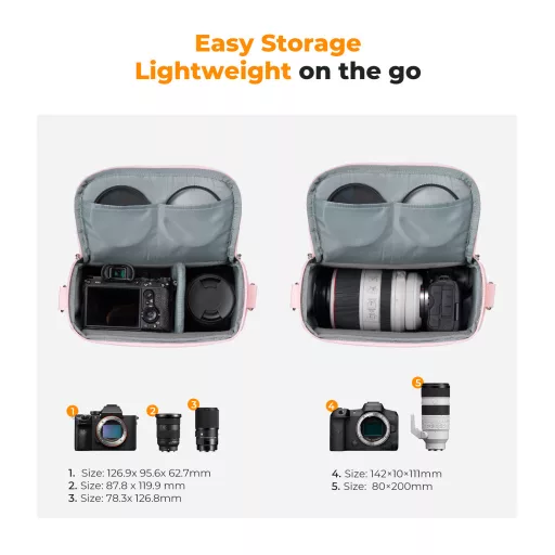 K&F Concept oldaltáska, 7L, vízlepergető anyag, rózsaszín