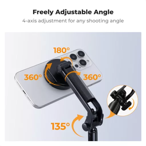 K&F Concept 1,8m állvány, selfie bot, gömbfejjel, GoPro adapter, telefon adapter, bluetooth kioldó