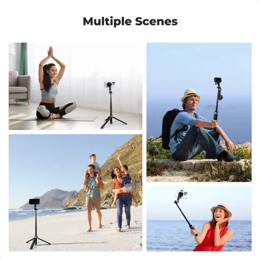 K&F Concept 1,8m állvány, selfie bot, gömbfejjel, GoPro adapter, telefon adapter, bluetooth kioldó