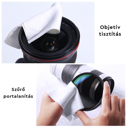 K&F Concept 20db mikroszálas törlőkendő, 15x15cm, száraz, fehér