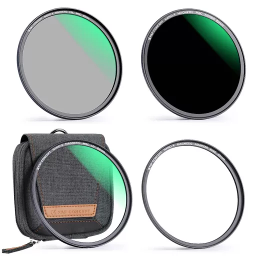 K&F Concept mágneses adapter + MCUV + CPL  + ND1000 szűrő, vízlepergető, karcálló, + tok, 82mm