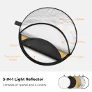 K&F Concept 5in1 derítőlap, reflektor, 80cm (fehér, fekete, arany, ezüst, transparens) + hordtáska