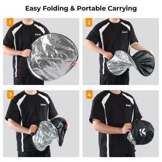   K&F Concept 5in1 derítőlap, reflektor fogantyúval 60cm (feh, fek, arany, ezüst, transp) + hordtáska