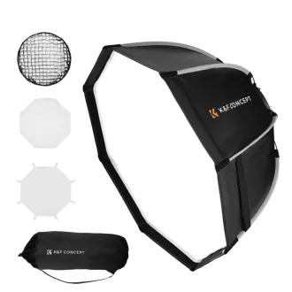   K&F Concept 55cm átmérőjű, octagonal softbox, gyorscsatlakozás, méhsejt rács, Bowens csatlakozás