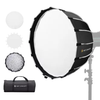   K&F Concept 120cm átmérőjű, parabolic softbox, gyorscsatlakozás, méhsejt rács, Bowens csatlakozás