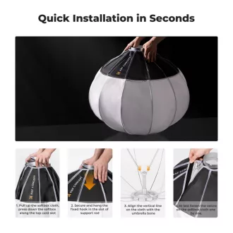   K&F Concept 85cm-es nyitható gömb softbox, lantern, Bowens csatlakozás, hordtáskával