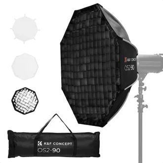   K&F Concept 90cm átmérőjű, octagonal softbox, gyorscsatlakozás, méhsejt rács, Bowens