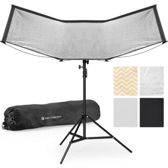  K&F Concept Curved Clamshell Reflector, hajlított derítőlap, 65x123cm, állvánnyal