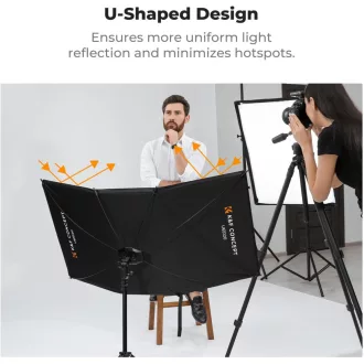   K&F Concept Curved Clamshell Reflector, hajlított derítőlap, 65x123cm, állvánnyal