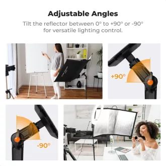   K&F Concept Curved Clamshell Reflector, hajlított derítőlap, 65x123cm, állvánnyal