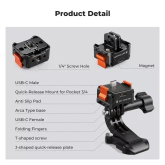   K&F Concept állvány adapter és gyorskioldó talp USB-C csatlakozással, DJI Osmo Pocket 3/4-hez