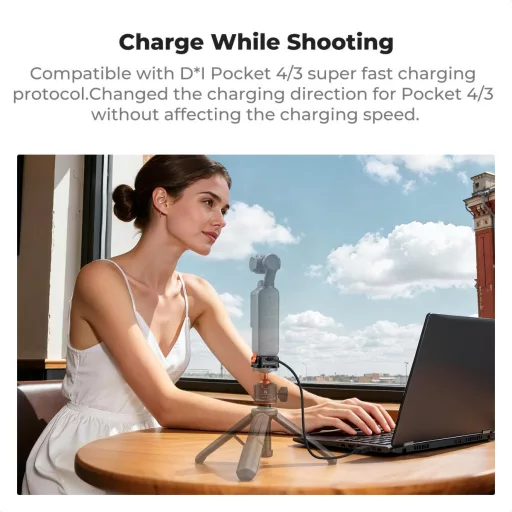 K&F Concept állvány adapter és gyorskioldó talp USB-C csatlakozással, DJI Osmo Pocket 3/4-hez