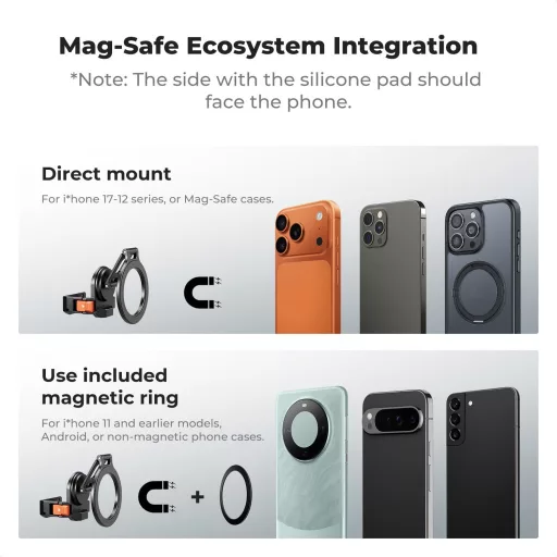 K&F Concept PP62 mágneses alumínium bővítőkeret MagSafe telefontartóval, DJI Osmo Pocket 3/4-hez