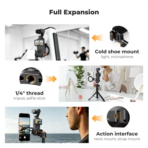 K&F Concept PP62 mágneses alumínium bővítőkeret MagSafe telefontartóval, DJI Osmo Pocket 3/4-hez