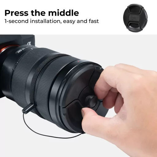 K&F Concept 3db objektívvédő sapka zsinórral + 3db törlőkendő, 95mm