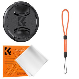   K&F Concept objektívvédő sapka zsinórral + törlőkendő, 55mm