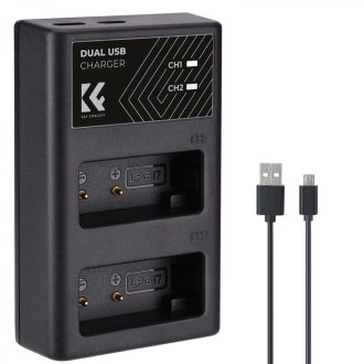   K&F Concept hordozható dupla LC-E17 akkumulátor töltő, USB-C, 2db LP-E17 akkumulátorhoz