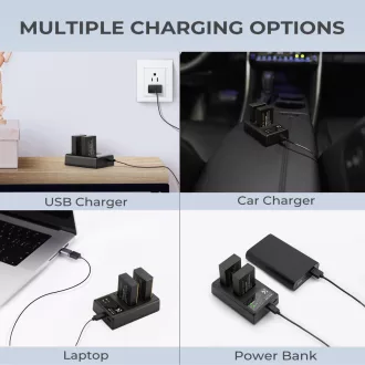   K&F Concept hordozható dupla LC-E17 akkumulátor töltő, USB-C, 2db LP-E17 akkumulátorhoz