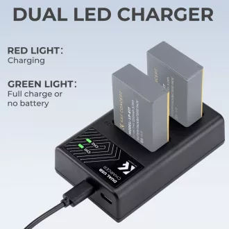   K&F Concept hordozható dupla LC-E17 akkumulátor töltő, USB-C, 2db LP-E17 akkumulátorhoz