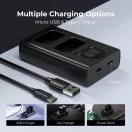K&F Concept hordozható dupla BC-TRW akkumulátor töltő, LCD, USB-C, 2db FW50 akkumulátorhoz
