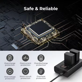   K&F Concept hordozható dupla BC-TRW akkumulátor töltő, LCD, USB-C, 2db FW50 akkumulátorhoz