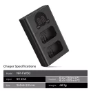 K&F Concept hordozható dupla BC-TRW akkumulátor töltő, LCD, USB-C, 2db FW50 akkumulátorhoz