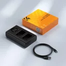 K&F Concept hordozható dupla BC-TRW akkumulátor töltő, LCD, USB-C, 2db FW50 akkumulátorhoz