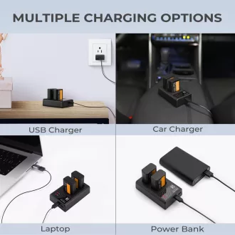   K&F Concept hordozható dupla BC-TRW akkumulátor töltő, USB-C, 2db FW50 akkumulátorhoz