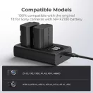 K&F Concept hordozható dupla BC-QZ1 akkumulátor töltő, LCD, USB-C, 2db FZ100 akkumulátorhoz