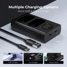 K&F Concept hordozható dupla BC-QZ1 akkumulátor töltő, LCD, USB-C, 2db FZ100 akkumulátorhoz