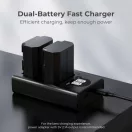 K&F Concept hordozható dupla BC-QZ1 akkumulátor töltő, LCD, USB-C, 2db FZ100 akkumulátorhoz