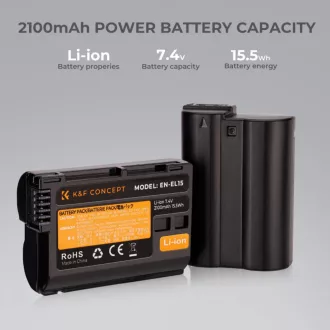 K&F Concept EN-EL15 akkumulátor, 2100mAh