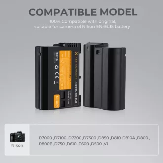 K&F Concept EN-EL15 akkumulátor, 2100mAh